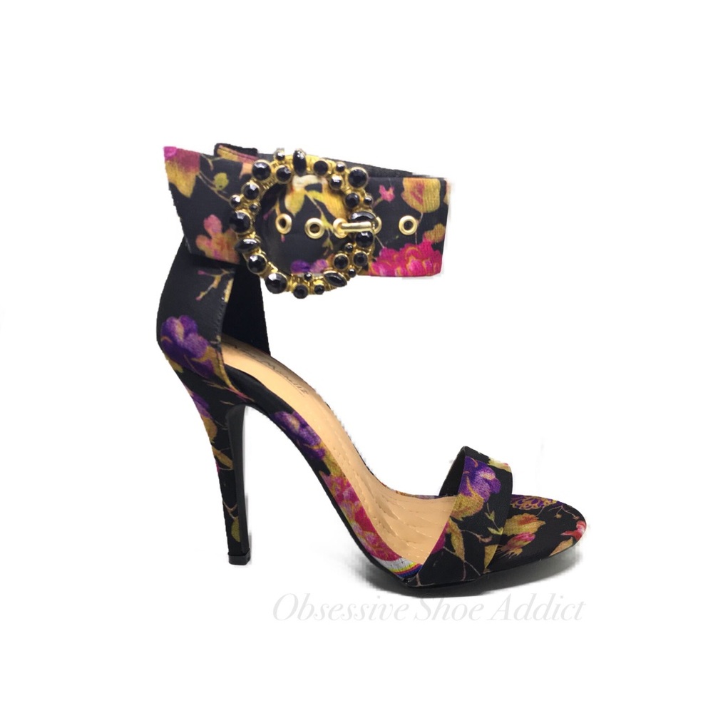 Black Multi Floral Heel